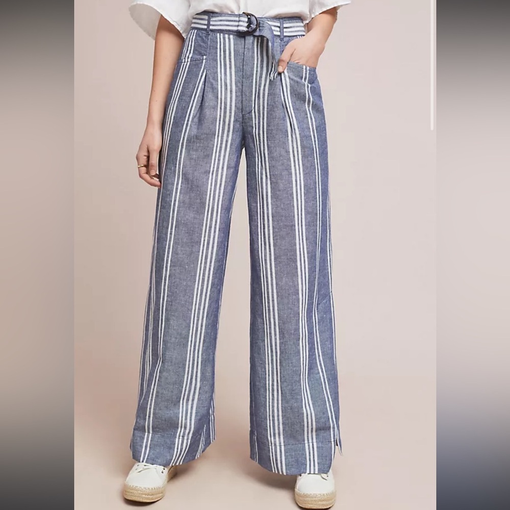Anthropologie Beachy Wide Leg Linen Pants Size 0 Petite